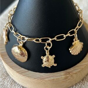 Seashore Vibes Gold Sea Shore Charm Bracelet